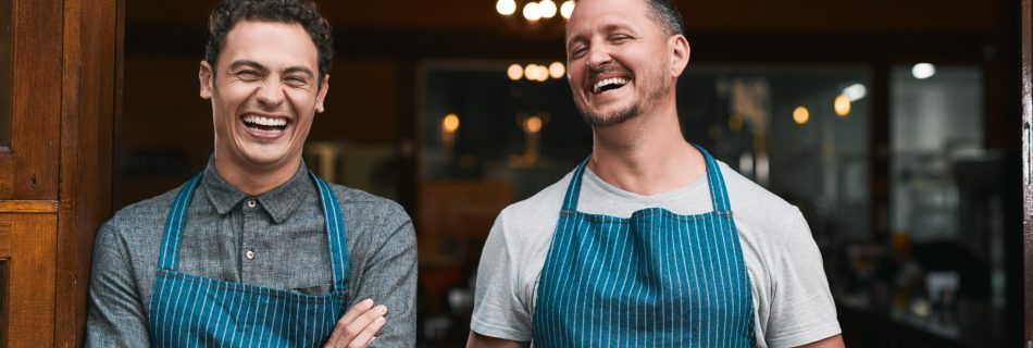 Team, restaurant and men with tablet or online, Brand video for start up
