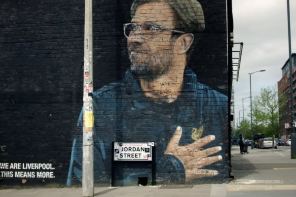 Jürgen Klopp street art featured in the Bet365 Liverpool film